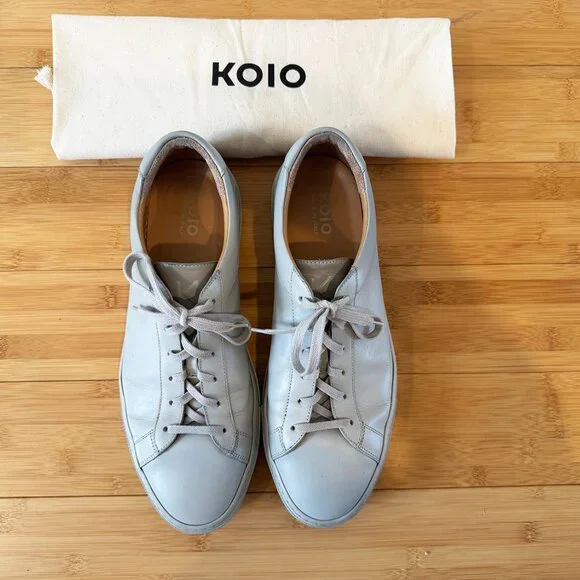 Men's Koio leather sneaker - light grey - size 11 - Picture 2 of 11